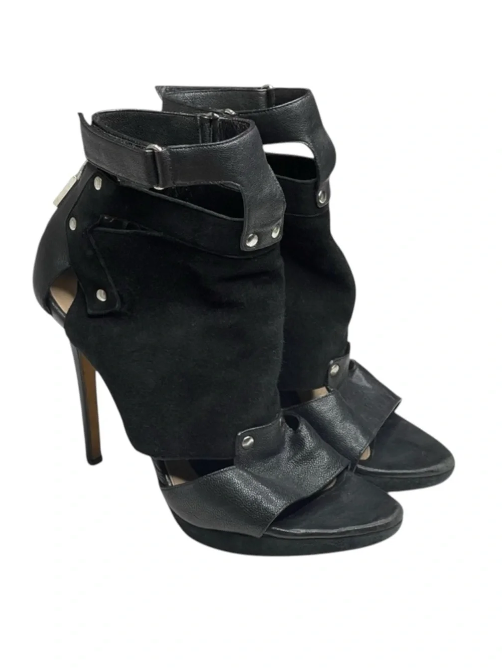 Herve Leger 𖤐 Platform Suede Leather Stiletto Heel Ankle Booties 𖤐 Black 37 7